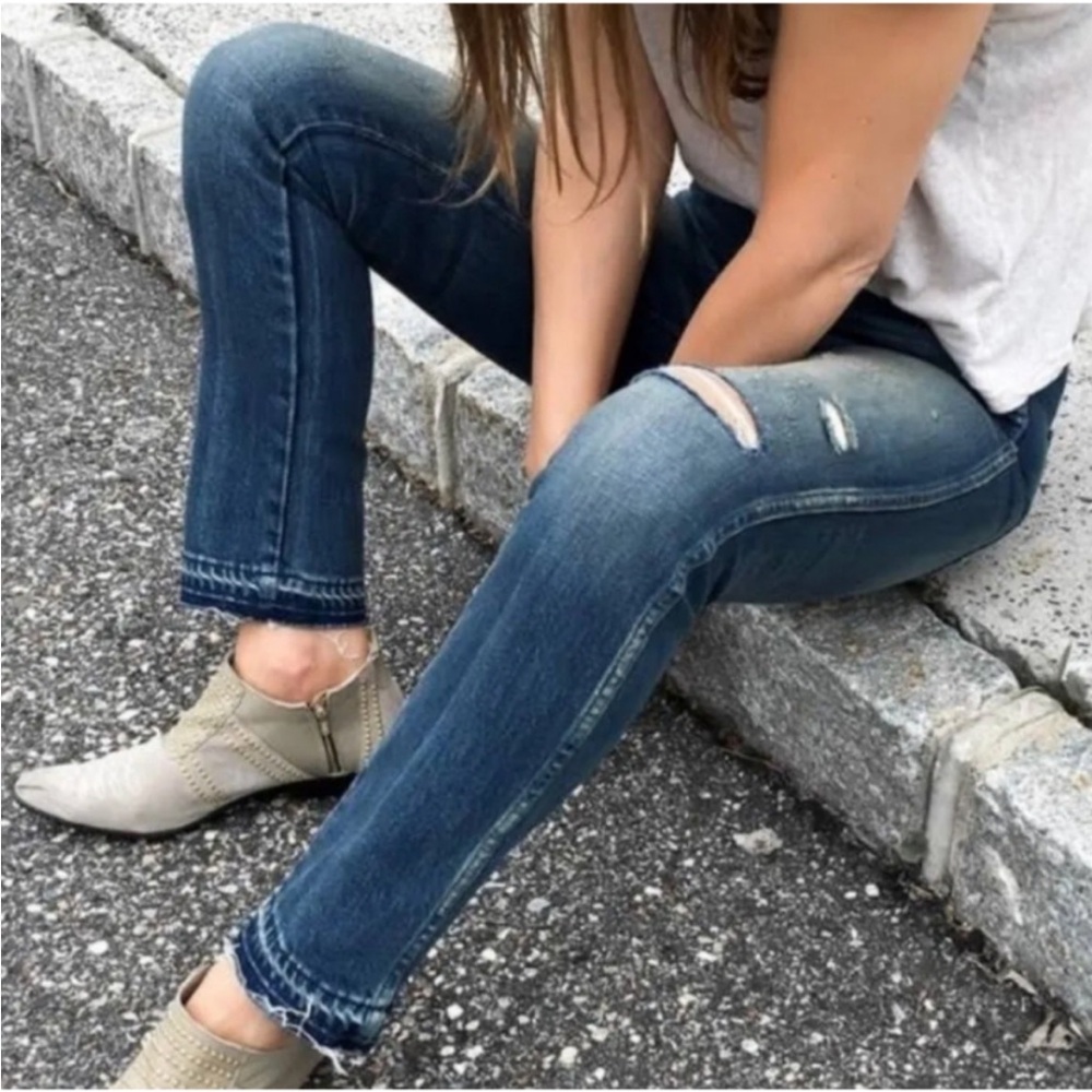 Revolve Amo Denim High Rise Distressed Babe Jeans In Dive Bar Destroy Wash - Picture 3 of 8